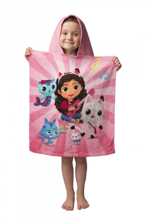 Prosop poncho copii, Gabby's Dollhouse, Bumbac, 115 x 55 cm [1]