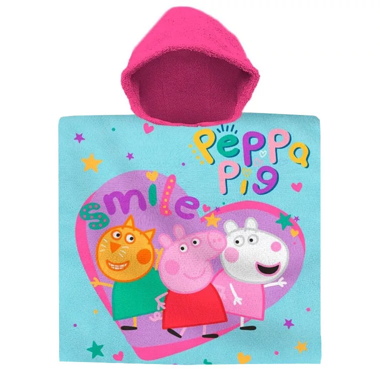 Prosoape si Halate de baie - Prosop poncho copii, Peppa Pig, Bumbac, 120 x 60 cm