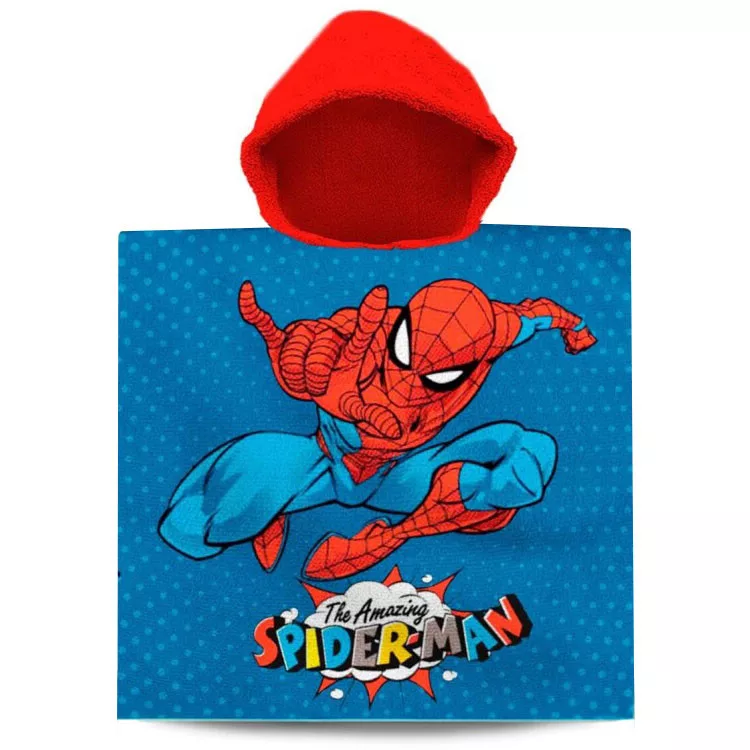 Prosop poncho copii, Spiderman, Bumbac, 120 x 60 cm