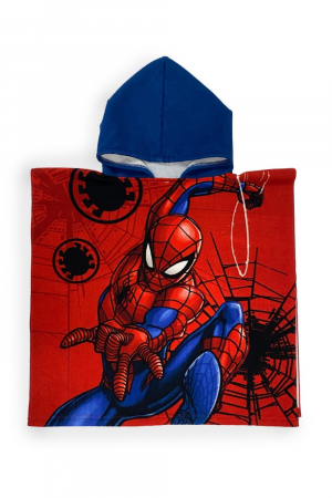 Prosoape si Halate de baie - Prosop tip poncho copii, Spiderman, Multicolor,  Microfibra, 110 x 55 cm