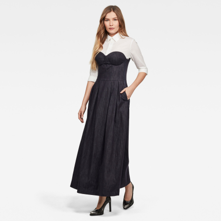 Rochii - Rochie Dama, G-Star Raw, Din denim cu bustiera strâmtă, Bleumarin