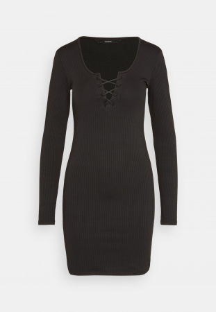 Rochii - Rochie Dama, Vero Moda, Cu maneci lungi si cambrata, Negru