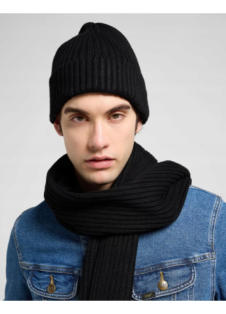 Set caciula si fular bărbați, Lee, Negru, X-Mas Pack [2]