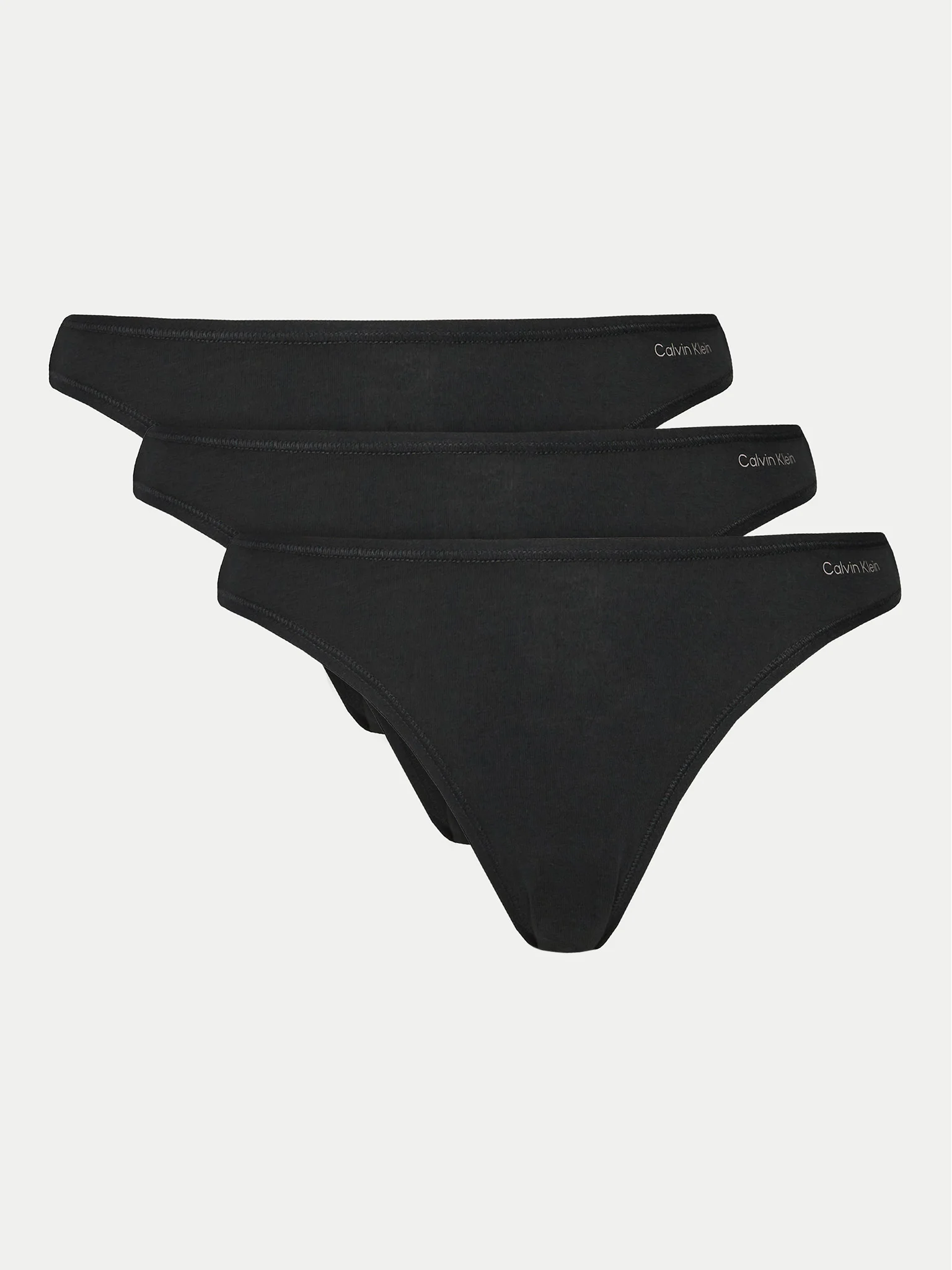 Lenjerie intima - Set de chiloti dama, Calvin Klein, 3 perechi, Negru, Bumbac