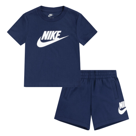 Set tricou si pantaloni scurți, Nike, 2 piese, Negru, Bumbac