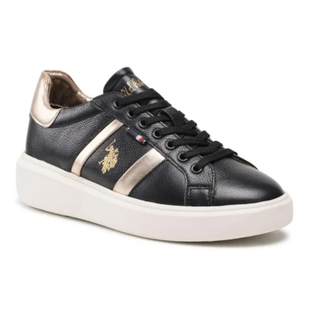 Incaltaminte - Sneakers Dama, U.S. Polo Assn., Negru, Piele naturală si ecologică