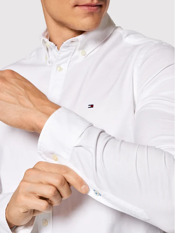 Tommy Hilfiger, Camasa Barbati, Slim Fit, Cu logo brodat, Alb, XL [4]