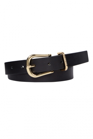 Tommy Hilfiger, Curea de piele Signature Chic, Negru, 80