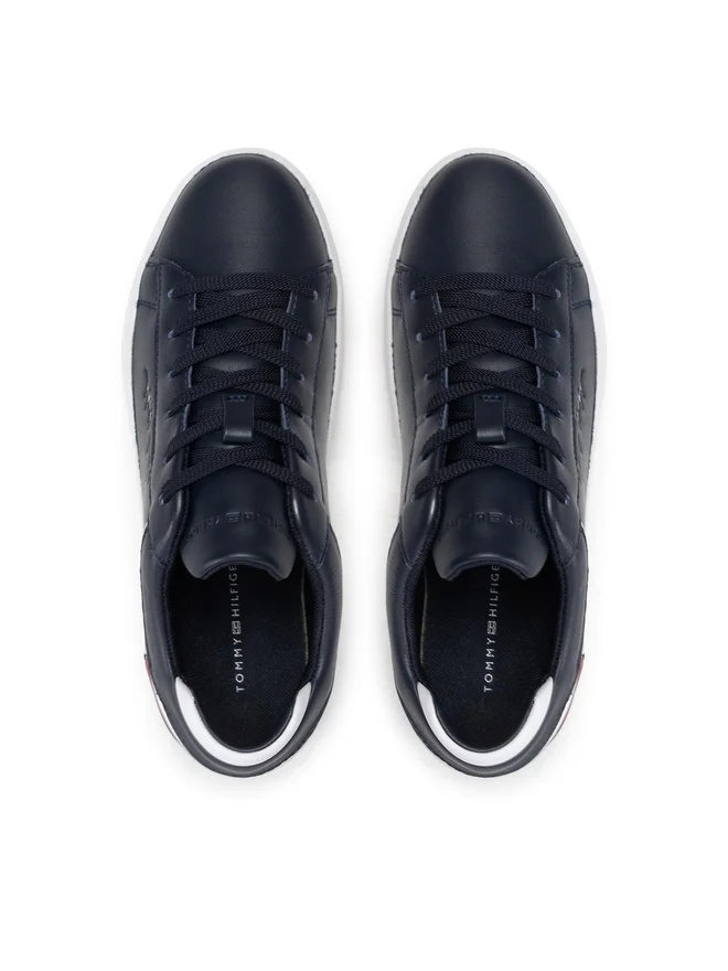 Tommy Hilfiger, Sneakers Dama, Din piele naturală, Cu garnituri contrastante, Bleumarin inchis [7]