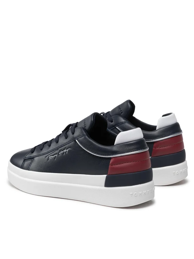 Tommy Hilfiger, Sneakers Dama, Din piele naturală, Cu garnituri contrastante, Bleumarin inchis [2]