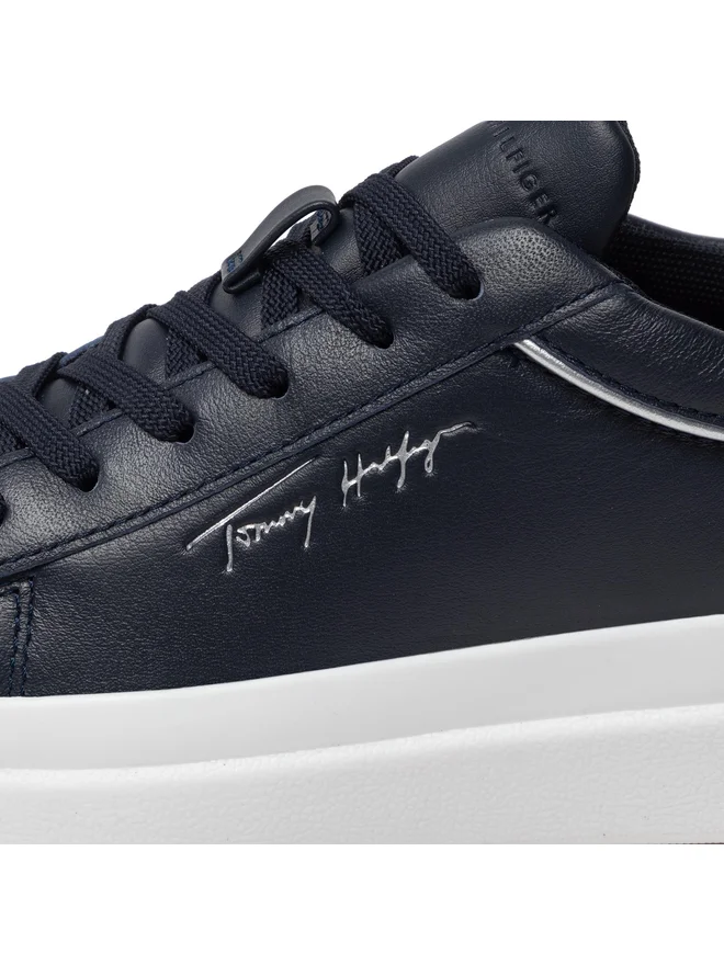 Tommy Hilfiger, Sneakers Dama, Din piele naturală, Cu garnituri contrastante, Bleumarin inchis [4]