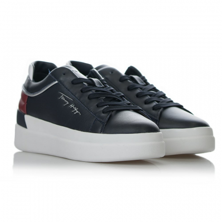 Tommy Hilfiger, Sneakers Dama, Din piele naturală, Cu garnituri contrastante, Bleumarin inchis [3]