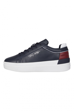Tommy Hilfiger, Sneakers Dama, Din piele naturală, Cu garnituri contrastante, Bleumarin inchis [6]