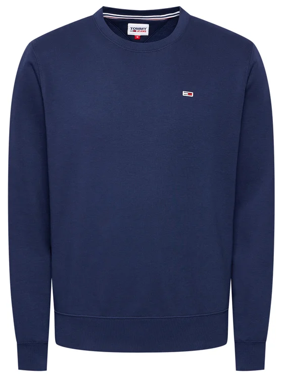 Bluze - Tommy Jeans, Bluza Barbati, Din amestec de bumbac organic, Cu decolteu la baza gatului