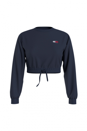 Hanorace - Tommy Jeans, Bluza sport crop, Bumbac organic, Bleumarin, M