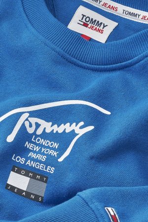 Tommy Jeans, Bluza Bărbați, Sport cu decolteu la baza gâtului, Imprimeu logo, Signature, Albastru [5]