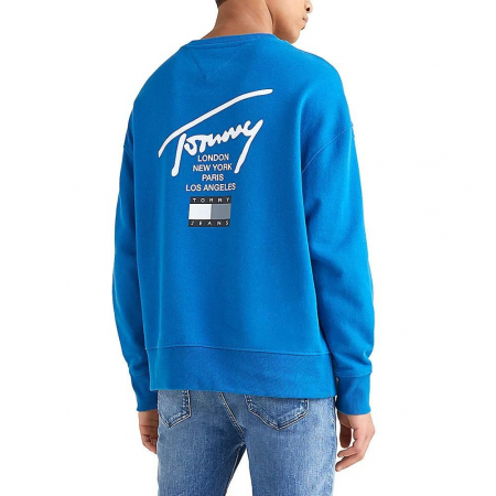 Tommy Jeans, Bluza Bărbați, Sport cu decolteu la baza gâtului, Imprimeu logo, Signature, Albastru [2]