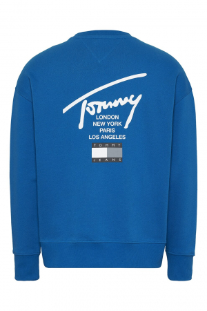 Tommy Jeans, Bluza Bărbați, Sport cu decolteu la baza gâtului, Imprimeu logo, Signature, Albastru [6]