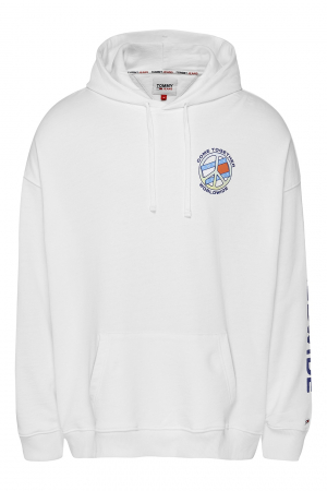 Tommy Jeans, Hanorac Bărbați, Din bumbac organic, Cu imprimeu pe partea din spate, Alb [8]