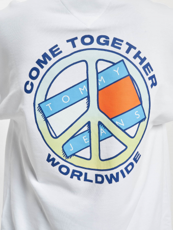 Tommy Jeans, Hanorac Bărbați, Din bumbac organic, Cu imprimeu pe partea din spate, Alb [4]