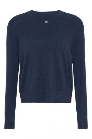 Tommy Jeans, Pulover Dama, Din amestec de bumbac organic, Albastru marin, S
