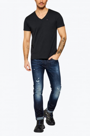 Tommy Jeans, Tricou Barbati, De bumbac organic cu decolteu in V [4]