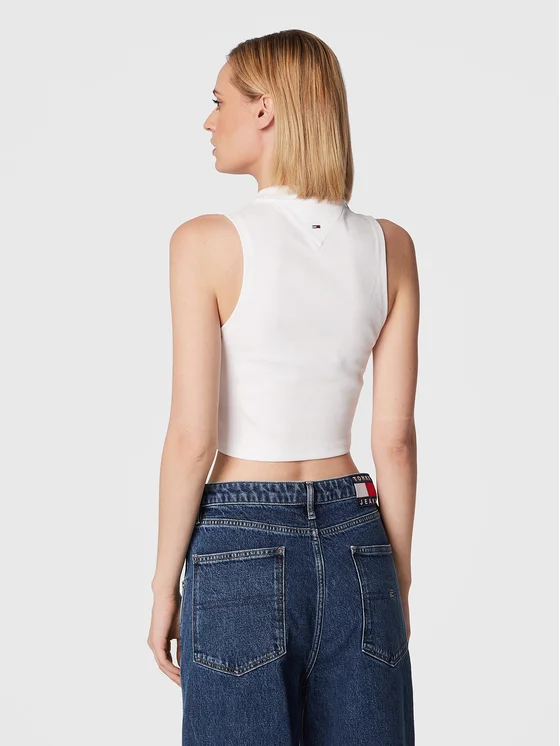 Top Dama, Tommy Jeans, Alb optic, Bumbac organic [1]