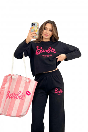 Trening Dama, Barbie, Negru, Set 2 piese, Bumbac, Print [4]
