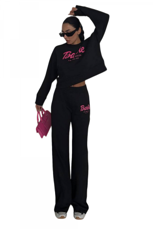 Trening Dama, Barbie, Negru, Set 2 piese, Bumbac, Print [1]