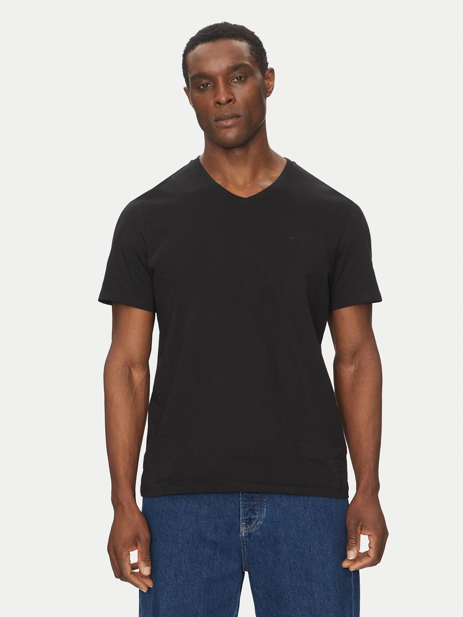 Tricou Bărbați, Calvin Klein, Guler in V, Bumbac, Mini Logo