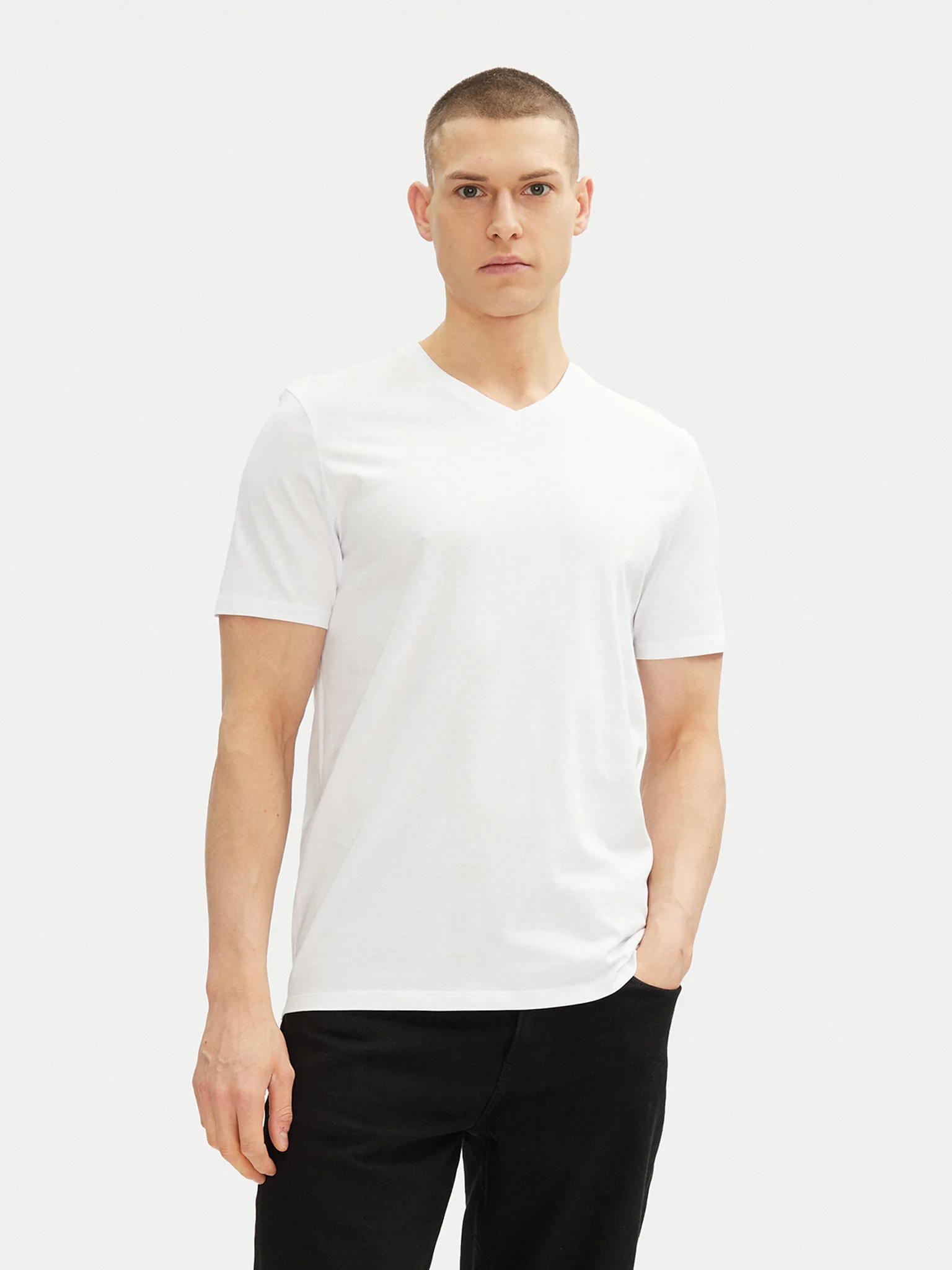 Tricouri - Tricou Bărbați, Calvin Klein, Guler in V, Bumbac, Mini Logo