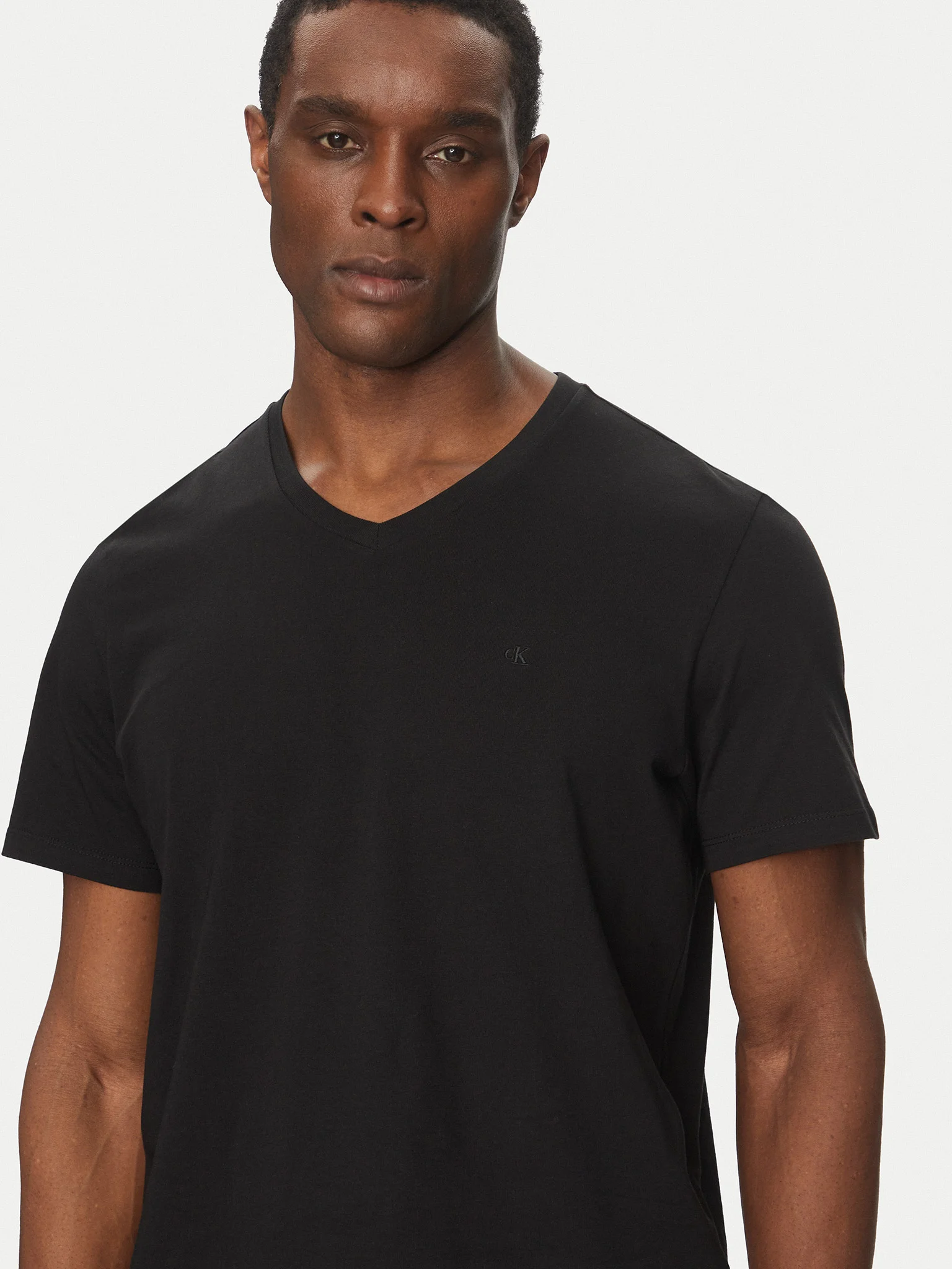 Tricou Bărbați, Calvin Klein, Guler in V, Bumbac, Mini Logo [4]