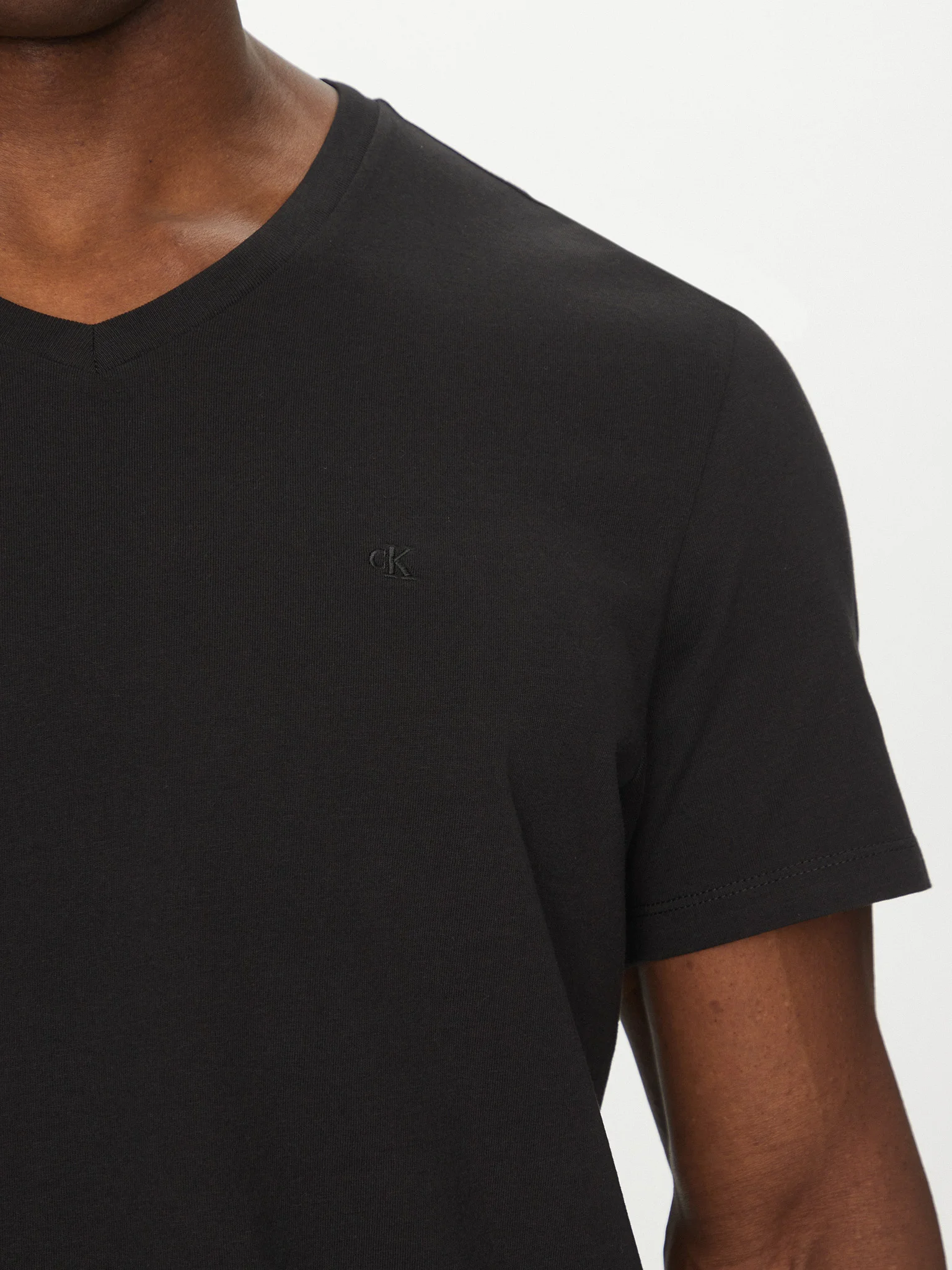 Tricou Bărbați, Calvin Klein, Guler in V, Bumbac, Mini Logo [3]