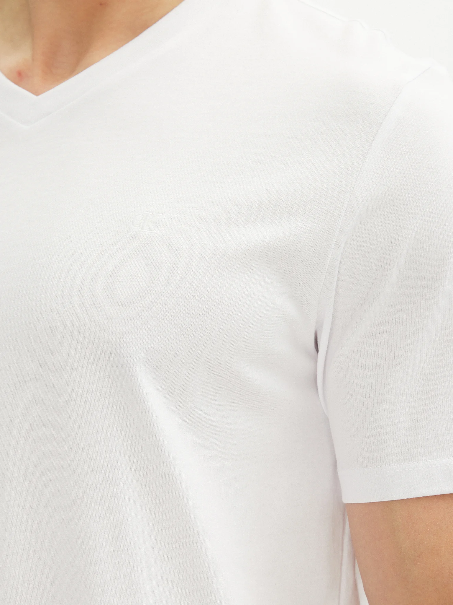 Tricou Bărbați, Calvin Klein, Guler in V, Bumbac, Mini Logo [3]