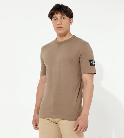 Tricou Barbati, CALVIN KLEIN JEANS, 100% Bumbac organic, Bej