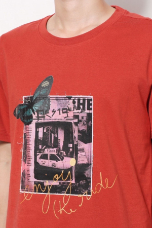 Tricou Bărbați, Desigual, Roșu, Bumbac, Print [5]