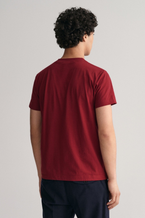 Tricou Barbati, Gant, Rosu de Burgundia, Logo Brodat [2]