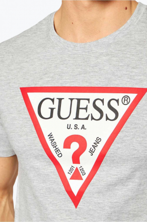 Tricou Barbati, Guess, Imprimeu cu logo, Gri, Bumbac [3]