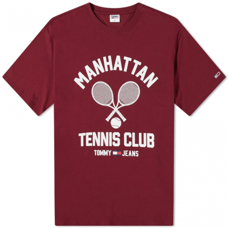 Tricouri - Tricou Barbati, Tommy Jeans, Tennis Club, Bumbac, Roșu de Burgundia
