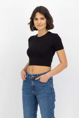 Tricou crop dama, Kings & Clowns, Bumbac