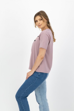 Tricou cu aplicatii stralucitoare dama, Kings & Clowns, Roz, Bumbac, S [4]