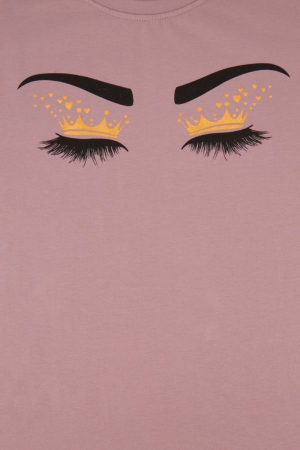 Tricou cu aplicatii stralucitoare dama, Kings & Clowns, Roz, Bumbac, S [6]