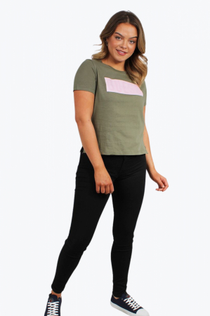 Tricou Dama, Guess, Chenar cu logo, Verde, Bumbac [2]