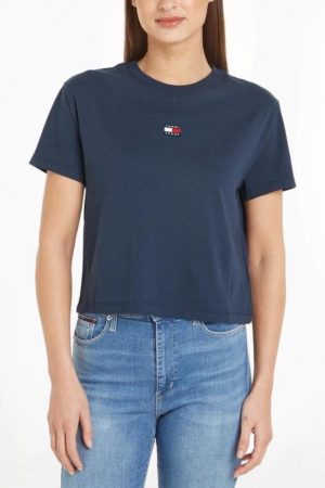 Tricou Dama, Tommy Hilfiger, Cu detaliu brodat cu logo, Decolteu la baza gatului, Bumbac [1]