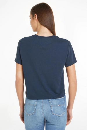 Tricou Dama, Tommy Hilfiger, Cu detaliu brodat cu logo, Decolteu la baza gatului, Bumbac [2]