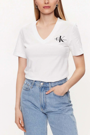 Tricou Dama, Calvin Klein Jeans, V-Neck, Bumbac