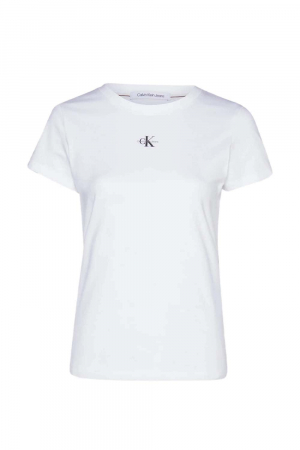 Tricou Dama, Calvin Klein Jeans, Slim Fit, Bumbac organic, Alb, L [4]