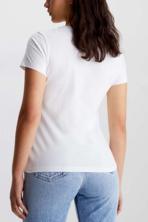 Tricou Dama, Calvin Klein Jeans, Slim Fit, Bumbac organic, Alb, L [1]