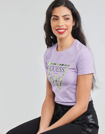 Tricou Dama, Guess Jeans, Logo fosforescent la întuneric, Mov, M [4]