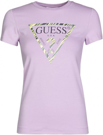 Tricouri - Tricou Dama, Guess Jeans, Logo fosforescent la întuneric, Mov, M